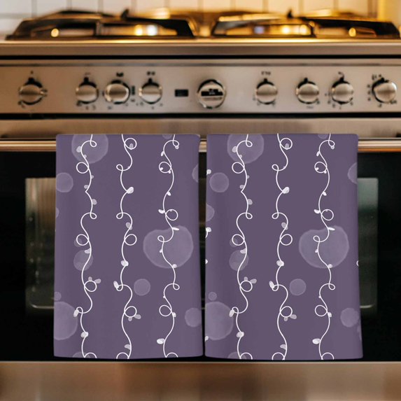Vintage Lines Kitchen Towels Set of 4, White Lines Abstarct Minimalist Art Purple Absorbent Dish Towels for Kitchen, Microfiber Hand Towel, Quick Drying Tea Towel for Cleaning Decorative Dishcloths