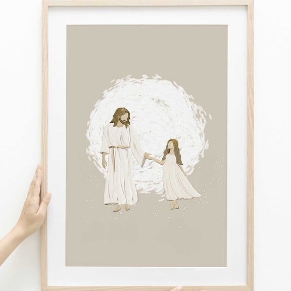 Christian Poster Print Gift, Jesus And Girl Painting Art, Bible Verse Art Christian Modern Print Christian Gifts, Christian Nursery, Wall Art, Unfreamed 8x10