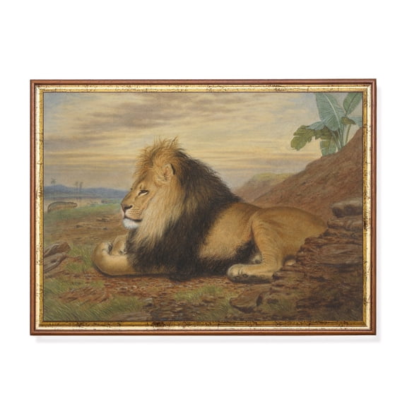 Vintage Lion Art Poster Moody Rustic Animal Unframed Paper Print