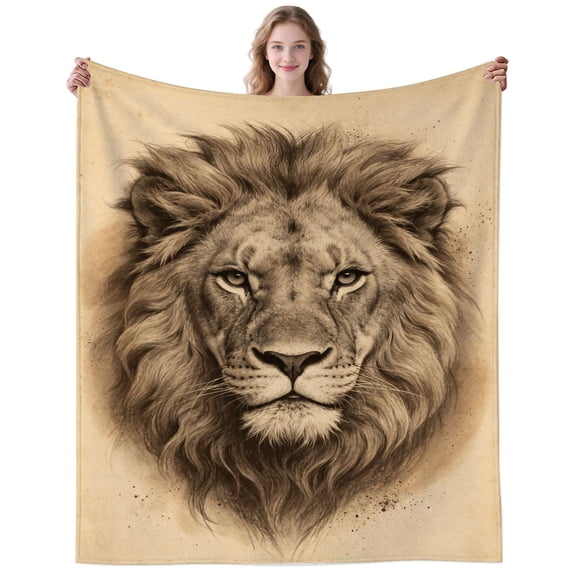 Vintage Lion Blanket Gifts for Women Men Adults Lion Lovers Plush Lightweight Cool Lions Throw Blankets for Travelling Camping Decor Birthday Gifts 50×40 Inch