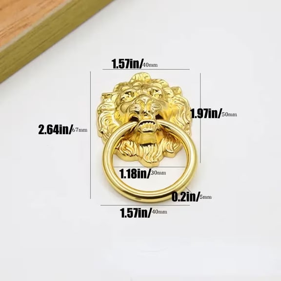 Vintage Lion Cabinet Door Knob - Elegant Polished Metal Knob Set in Copper, Gold, Bronze, and Rose Gold - Perfect for Dressers, Cabinets, and Drawers