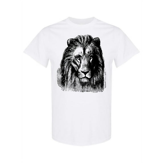 Vintage Lion Head Sketch T-Shirt Men -Image by Shutterstock, Male 3X-Large