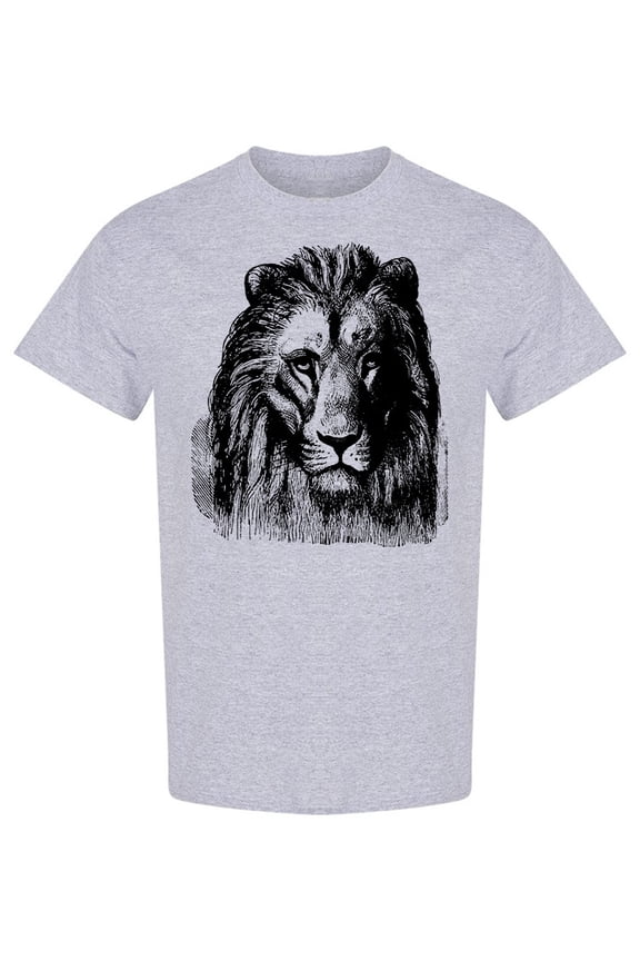 Vintage Lion Head Sketch T-Shirt Men -Image by Shutterstock, Male Medium