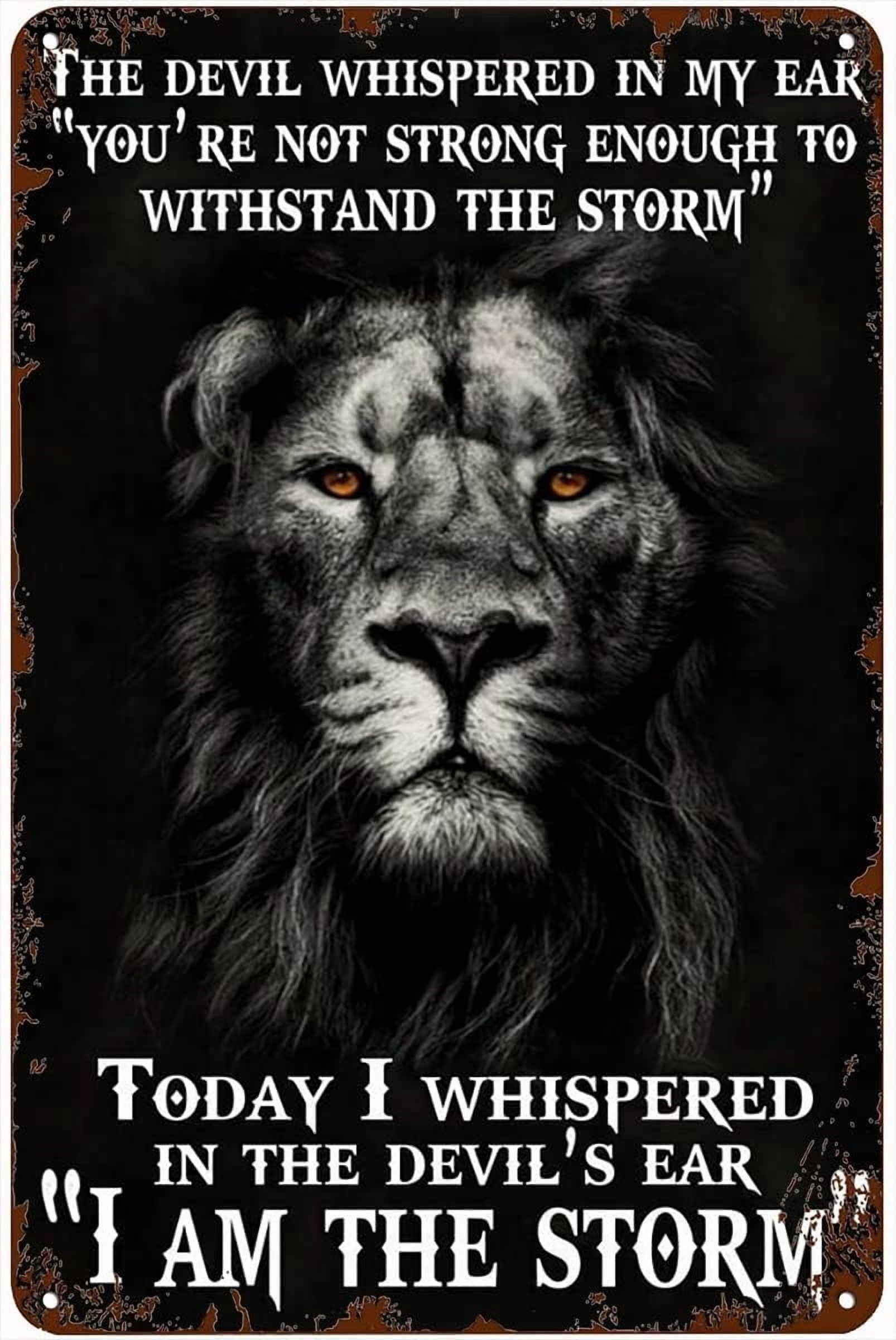 Vintage Lion Motivational Metal Plaque Poster I Am The Storm