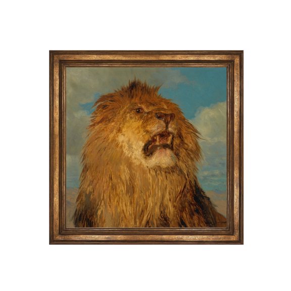 Vintage Lion Portrait Poster Antique Animal Art Home Decor, 12x18 UNFRAMED