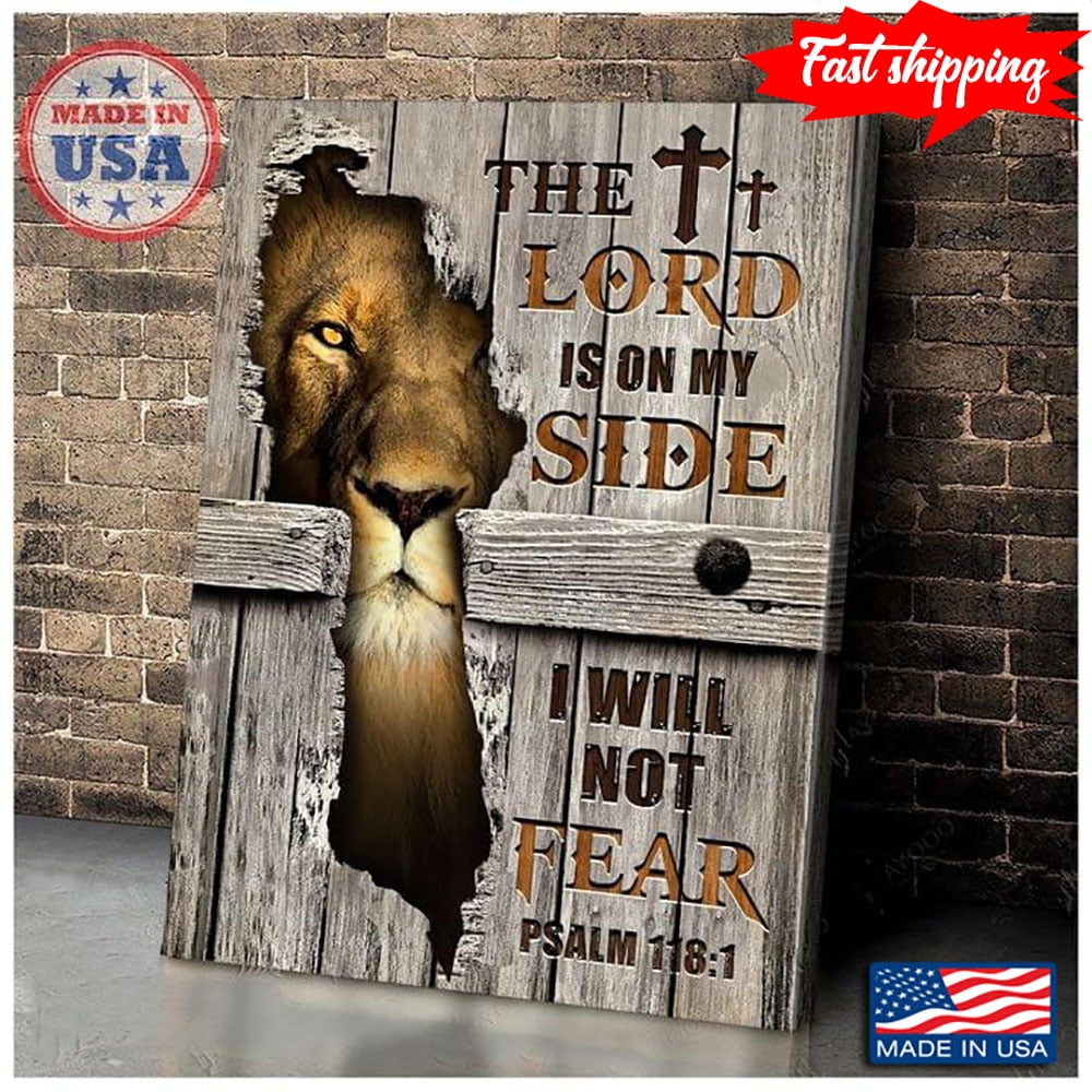 Vintage lion psalm 1181 the lord is on my side i will not fear 16 x 24
