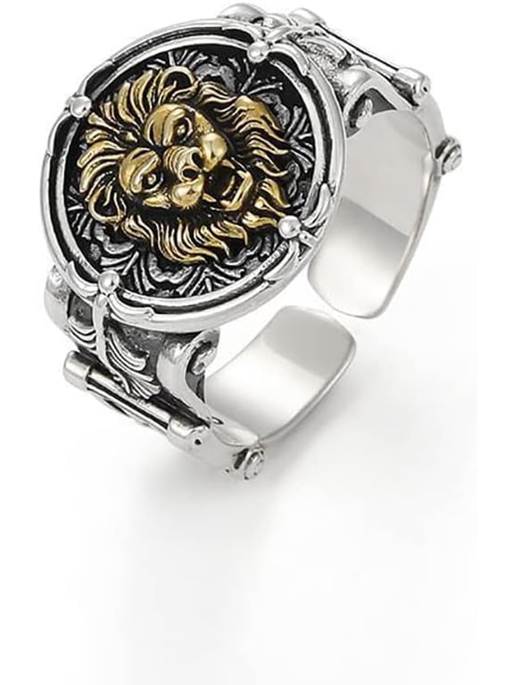 Vintage Lion Stacking Expandable Ring Gothic Animal Open Adjustable Statement Finger Bands Biker Roaring Rings Punk Jewelry Gifts for Women Men