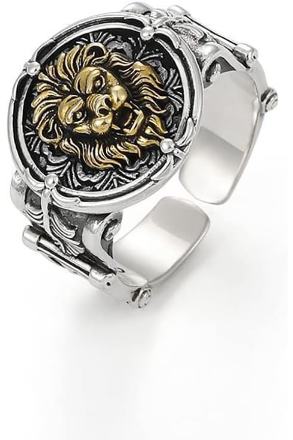 Vintage Lion Stacking Expandable Ring Gothic Animal Open Adjustable Statement Finger Bands Biker Roaring Rings Punk Jewelry Gifts for Women Men