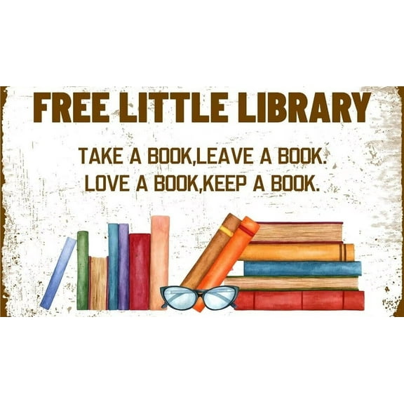 Vintage Little Library Library Bar Cafe Home Living Retro Wall Decor a Gift for Reading Lovers