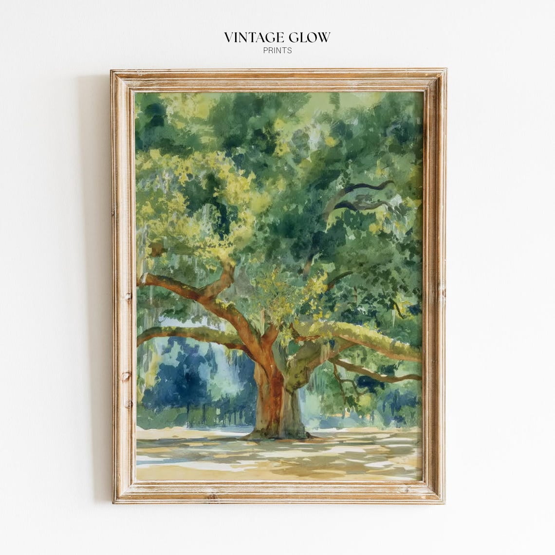 Vintage Live Oak Tree Wall Art Print, Spanish Moss Southern Decor ...