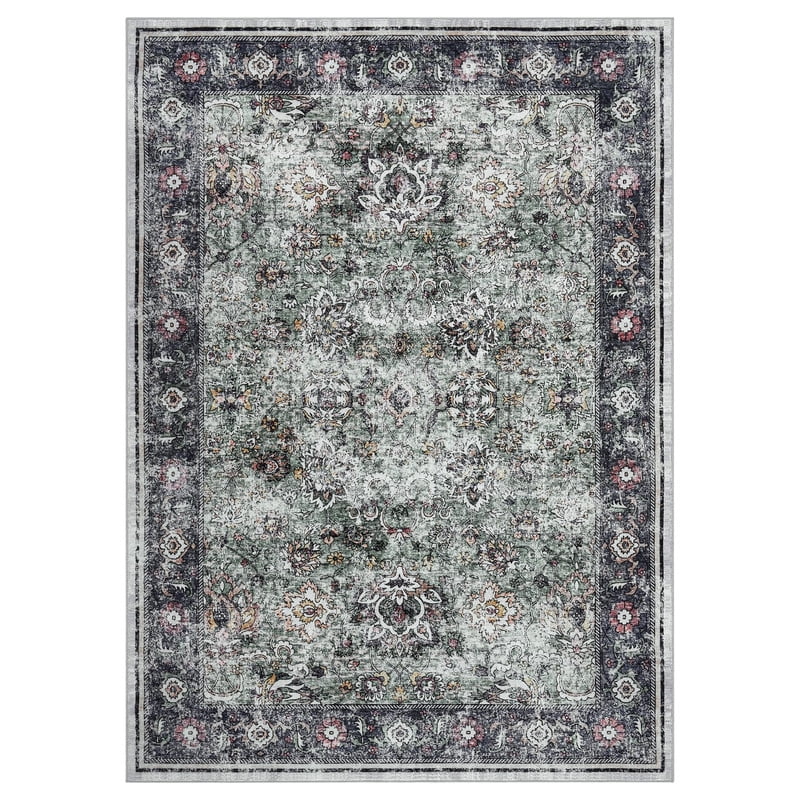 Vintage Living Room Large Area Rug 10x13 Soft Washable Oriental Traditional Distressed Rugs Indoor Floor Carpet for Home Office Green