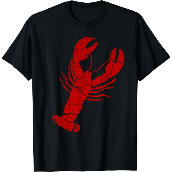 Vintage Lobster Print Shirt Red - Lobster T Shirt Black 2X-Large