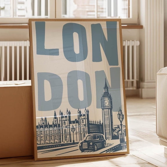 Vintage London Art Print: Big Ben Retro Poster UNFRAMED PAPER POSTER, Home Decor, Vintage Gift, Living Room Dercor