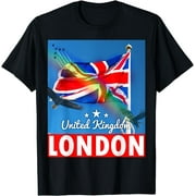 Vintage London England United Kingdom Souvenir Gift UK Flag T-Shirt Black X-Large