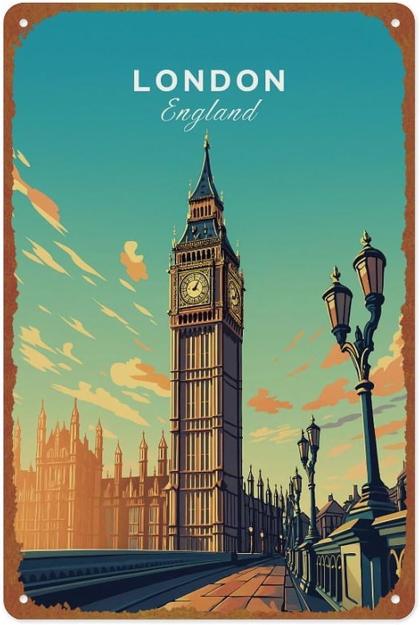 Vintage London Landscape Metal Tin Sign Wall Decor 12 x 8 Inches ...