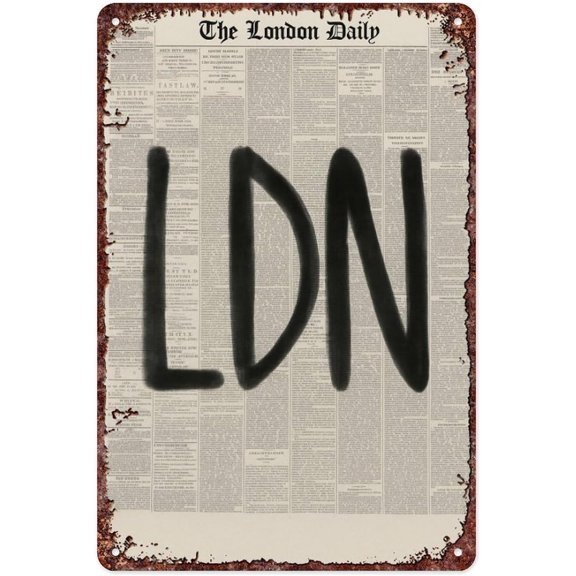 Vintage London Newspaper Tin Sign Wall Decor 12x8 Inch