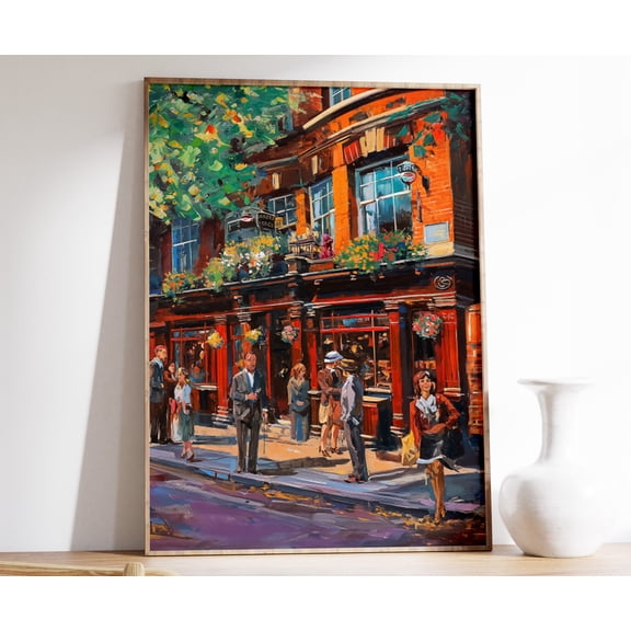 Vintage London Pub Poster, Retro Cafe Art Print , Poster Print Only
