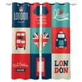 thumbnail image 1 of Vintage London Stamp Windows Curtains Living Room Bedroom Kitchen Curtains For Children Drapes Window Treatmen, 1 of 5