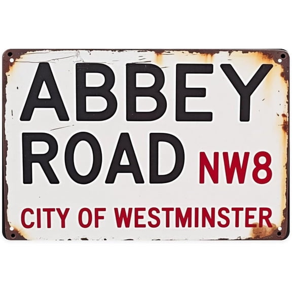 Vintage London Street Tin Sign Replica Abbey Road NW8 City of Westminster Metal Wall Art 8 x 12 in for Home Garden Bar Dcor