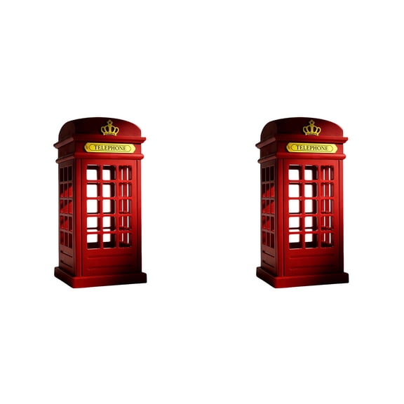 Vintage London Telephone Booth Night Lamp, USB Charging LED Night Lamp Touch Dimmable Table Desk Light for Bedroom Home Bar Decoration Novelty Birthday Adjustable Brightness, Yellow Light,Red/2PCS