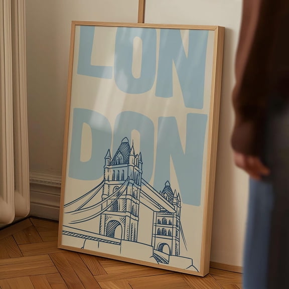 Vintage London Tower Bridge Art Print: Retro Uk Travel Poster UNFRAMED PAPER POSTER, Home Decor, Vintage Gift, Living Room Dercor