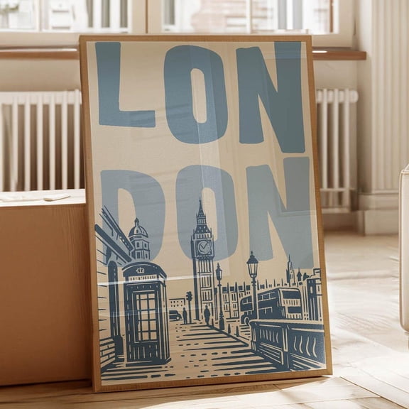 Vintage London Travel Poster: Big Ben, Retro England Wall Art UNFRAMED PAPER POSTER, Home Decor, Vintage Gift, Living Room Dercor