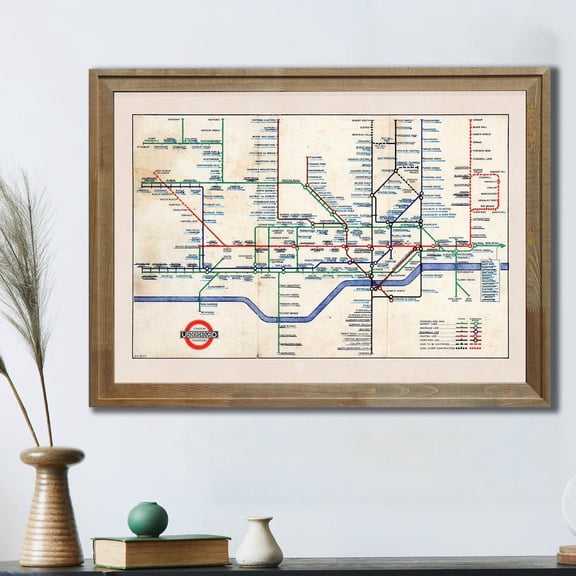 Vintage London Underground Map Print Antique Tube Travel Vacation, Unframed Poster