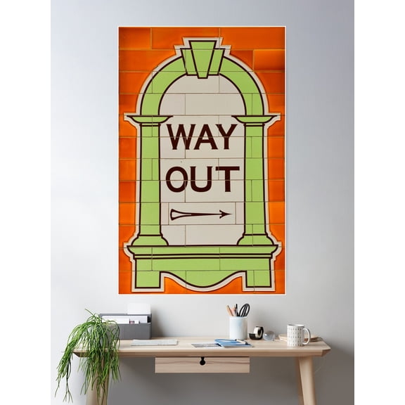 Vintage London Underground Railway Tiled Way Out Sign Poster Wall Art, Modern Wall Decor For Living Room Bedroom, 8x12 UNFRAMED