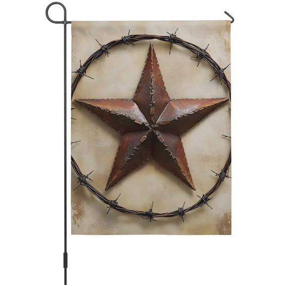 Vintage Lone Stars Dark Brown House Flags For Outdoor, Independence Day Small Double Side Yard Flags Weather Proof House Decor for Lawn Outside Holiday 28 x 40 Inches