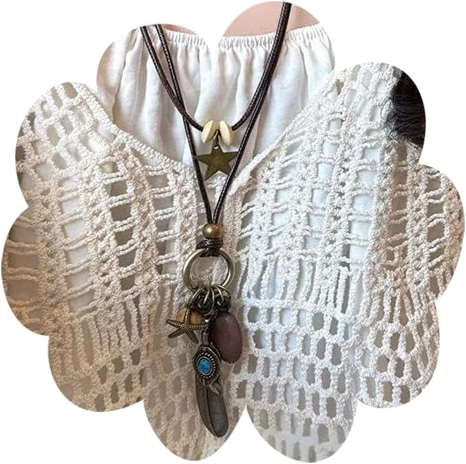 Vintage Long Boho Necklaces for Women Stacking Leather Cord Wooden Disc Pendant Necklaces Adjustable Trendy Necklace Jewelry[z9336]