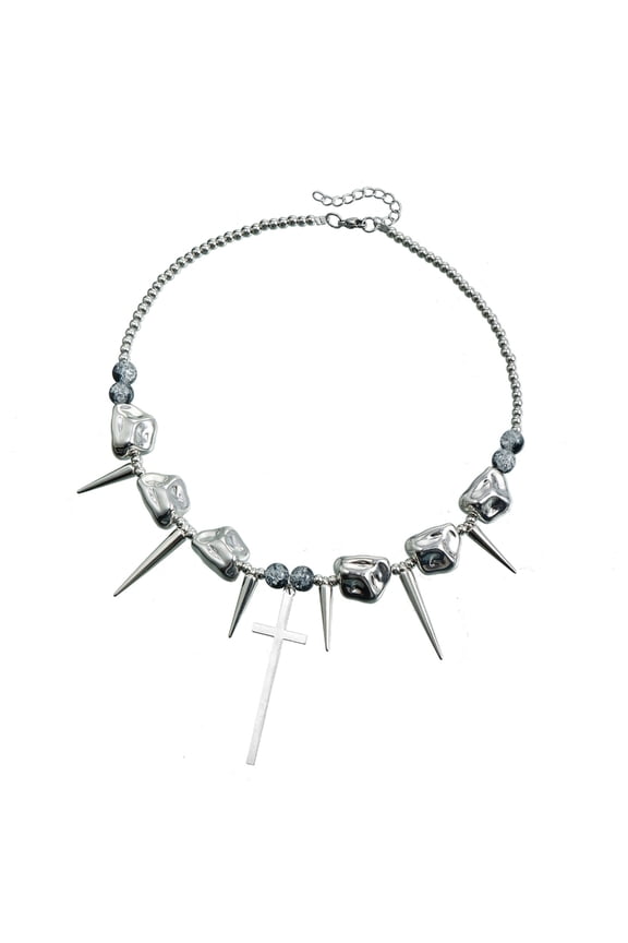 Vintage Long Spikes Pendant Necklace Gothic Styles Neck Jewelry Punk Fashion Jewelry Unisex Necklace for Daily Party