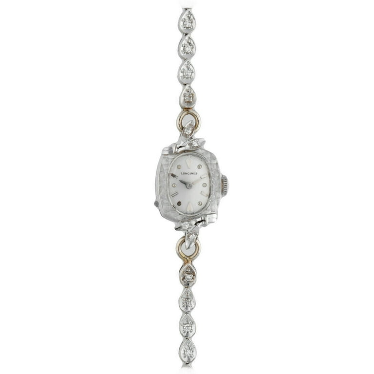 Longines 14k white on sale gold watch with diamonds