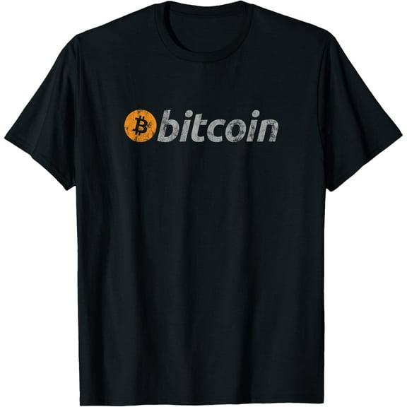 Vintage Look Bitcoin Logo T-ShirtMen and women can wear, black T-shirts, gifts. Age: M,L，XL 2XL, 3XL, 1276XL