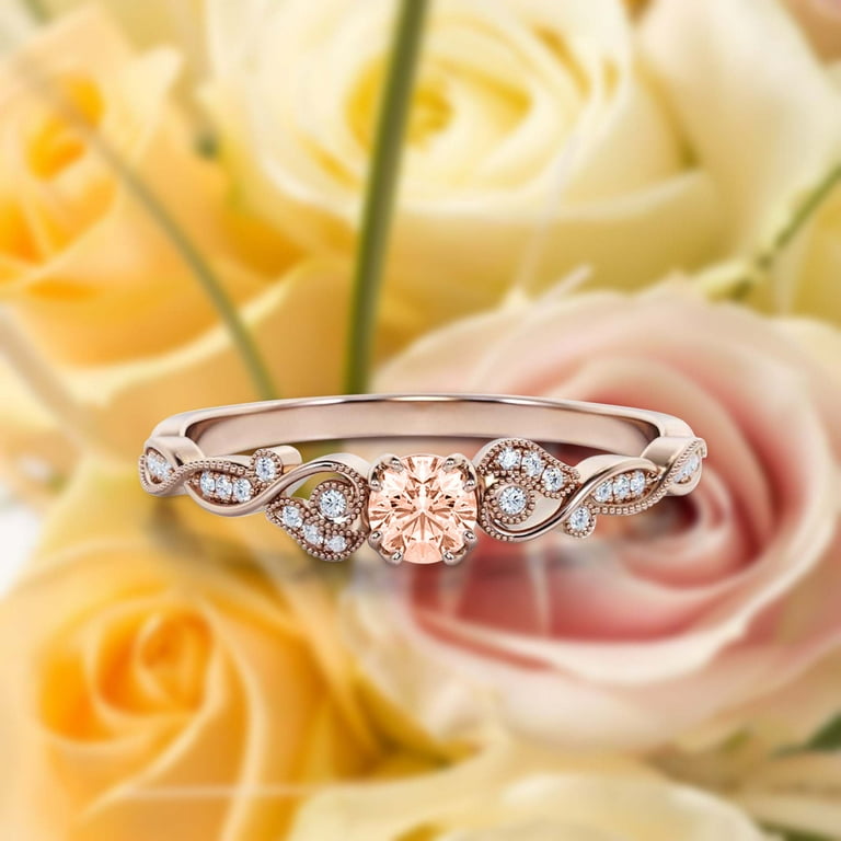 Vintage Look Boho hippie 0.75 Carat Round Cut Morganite And