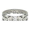 thumbnail image 1 of Vintage Look Boho & hippie 1.75 Carat Round Cut Diamond Moissanite Engagement Ring, Wedding Ring in 925 Sterling Silver With 18k White Gold Plating, Promise, Trio Set, Matching Band, 1 of 4