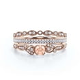 thumbnail image 1 of Vintage Look Boho & hippie 1.75 Carat Round Cut Morganite And Diamond Moissanite Engagement Ring, Wedding Ring in 10k Solid Rose Gold, Promise Ring, Anniversary Ring, Trio Set, Matching Band, 1 of 3