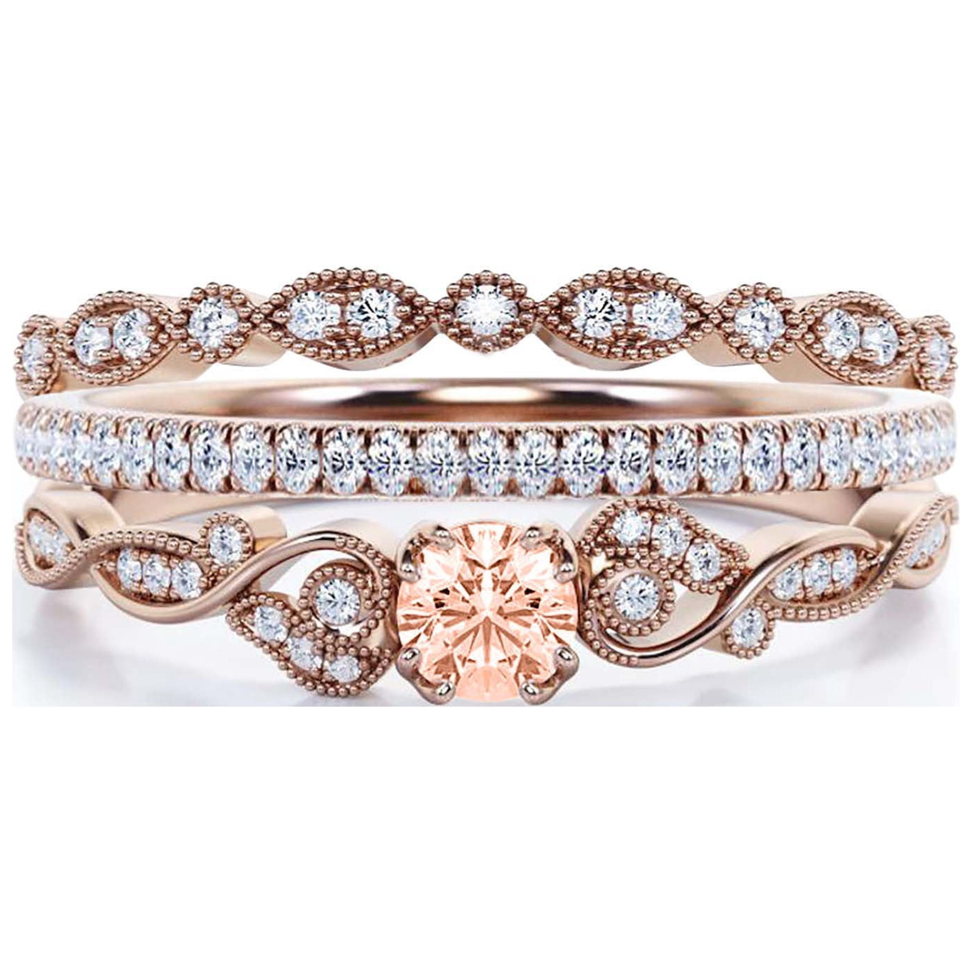 Vintage Look Boho & hippie 1.75 Carat Round Cut Morganite And Diamond Vintage Look Boho & hippie 1.75 Carat Round Cut Morganite And Diamond
