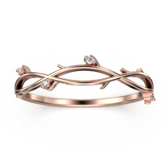 Vintage Look Diamond Moissanite 18K Rose Gold Over Silver Wedding Band Unique Moissanite Matching Band Anniversary Women Gift