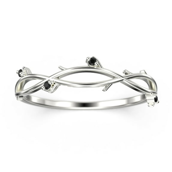 Vintage Look black diamond moissanite 10k White Gold Wedding Band Unique Moissanite Matching Band Anniversary Women Gift