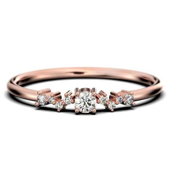 Vintage Looks ZigZag Style Minimalist 0.60 Carat Round Cut Diamond Moissanite Unique Style Engagement Ring, Dainty Ring, Slim Ring, Wedding Ring in 10k Solid Rose Gold, Gift For Her, Promise Ring