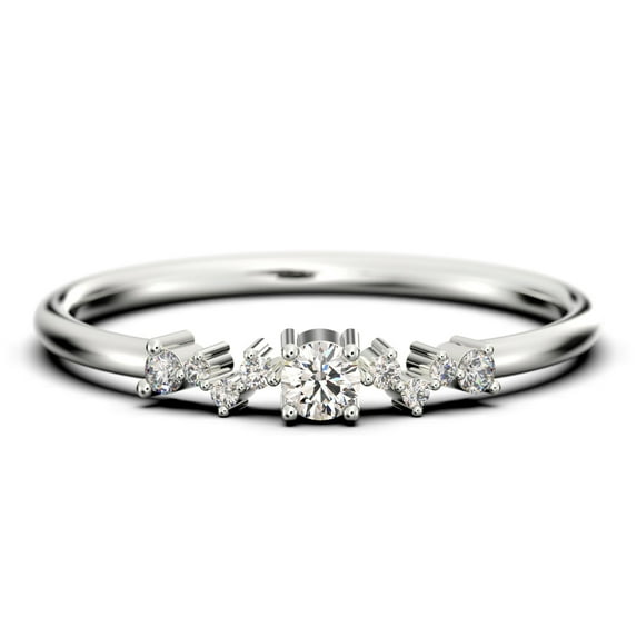 Vintage Looks ZigZag Style Minimalist 0.60 Carat Round Cut Diamond Moissanite Unique Style Engagement Ring, Dainty Ring, Slim Ring, Wedding Ring in 925 Sterling Silver With 18k White Gold Plating