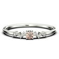 thumbnail image 1 of Vintage Looks ZigZag Style Minimalist 0.60 Carat Round Cut Morganite And Diamond Moissanite Unique Style Engagement Ring, Slim Ring, Wedding Ring in 925 Sterling Silver With 18k White Gold Plating, 1 of 3