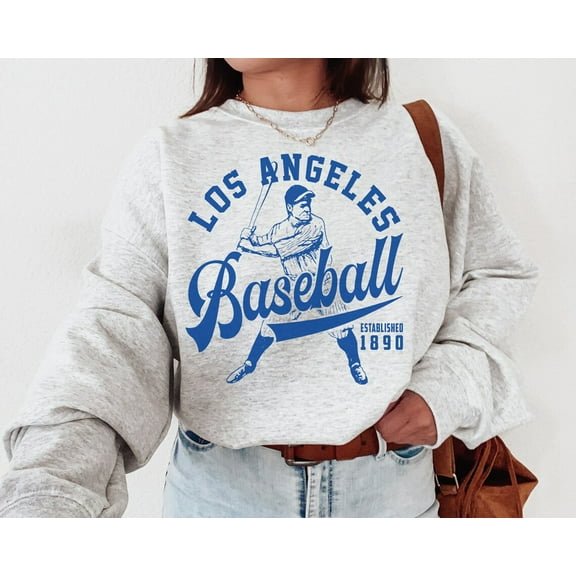 Vintage Los Angeles Baseball 1890 Crewneck Sweatshirt, Game Day Shirt,Ash color,size L