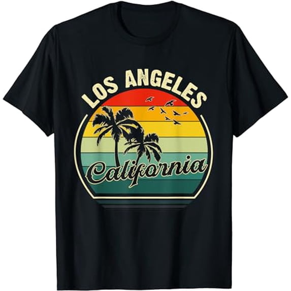 Vintage Los Angeles Beach California Summer Sunset Palm T-Shirt