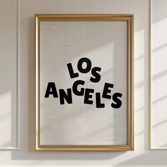 Vintage Los Angeles City Print: Retro La Skyline Wall Art Digital Download, Stretched Canvas Size 12x18