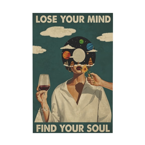 Vintage Lose Your Mind Find Your Soul Inspirational Quote Canvas Wall Art for Bedroom or Bathroom 12*18in