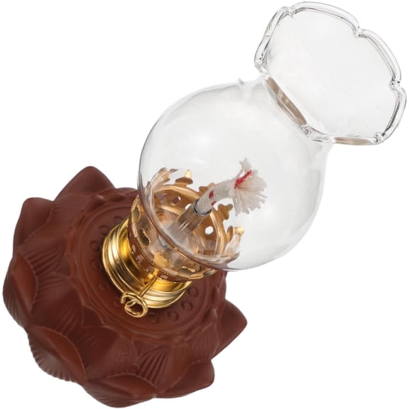Vintage Lotus Oil Lamp Lantern Ceramic Glass Metal for Indoor Tea Rooms and Meditation