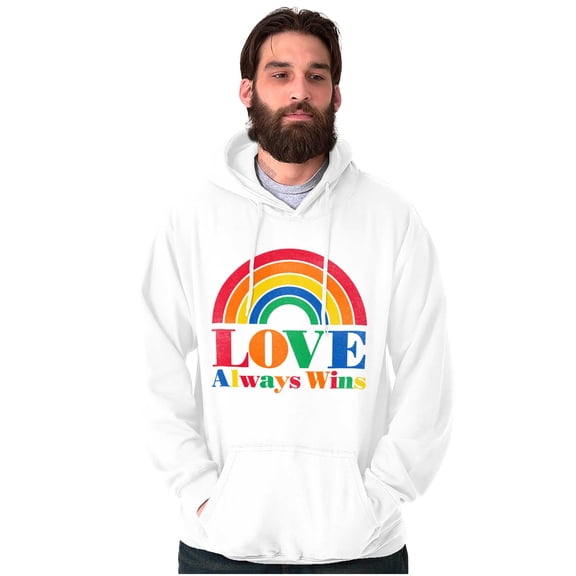 Vintage Love Always Wins Rainbow Unisex Plus Fleece Graphic Hoodie Brisco Brands 3X