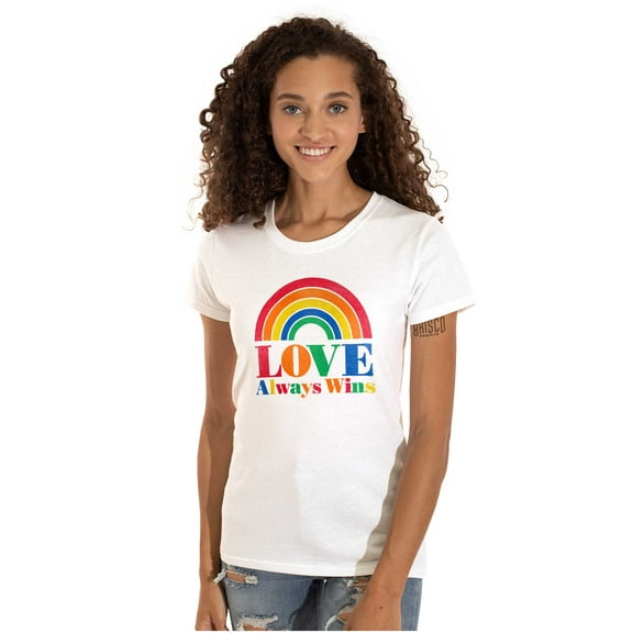 Vintage Love Always Wins Rainbow Womens Fitted Plus Size Graphic Tee Brisco Brands 2X