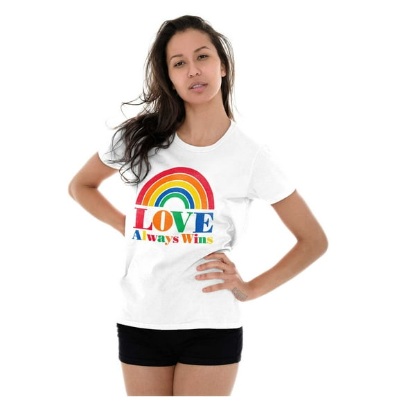 Vintage Love Always Wins Rainbow Womens Slim Fit Graphic Tee Brisco Brands L